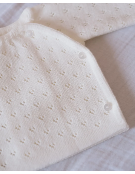 Gilet Brassière Ajourée Ecrue Pointelle 4 boutons