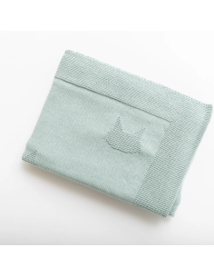 Couverture tricotée Chat Danube en coton biologique Verte...