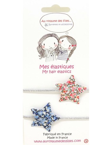 Lot de 2 élastiques argent étoile liberty Kimono - Royaume des Filles