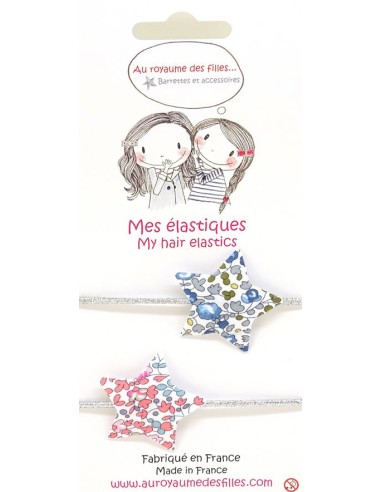 Lot de 2 élastiques argent étoile liberty Myosotis - Royaume des Filles