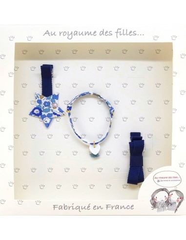 Coffret Bracelet et 2 Barrettes Bleu Nuit Liberty - Royaume Des Filles