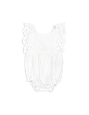 Barboteuse d'été Posey Optic White en coton bio Blanc 0 - 1 mois