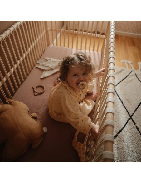 Drap housse Gaze de coton Mushie 60 x 120 cm Beige Natural