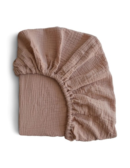 Drap housse Gaze de coton Mushie 60 x 120 cm Beige Natural