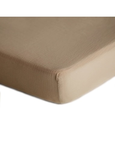 Drap housse Gaze de coton Mushie 60 x 120 cm Beige Natural