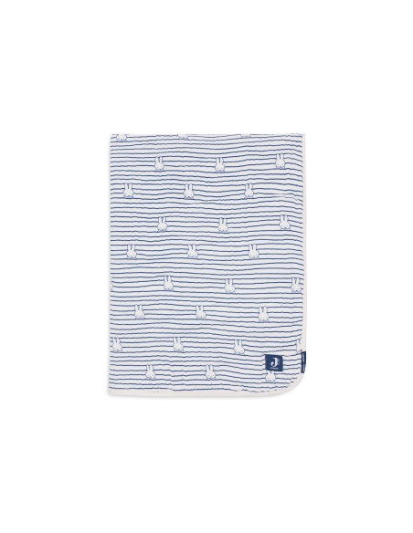 Couverture en gaze de coton Miffy Stripe Navy 75x100cm