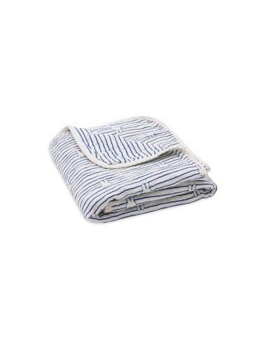 Couverture en gaze de coton Miffy Stripe Navy...