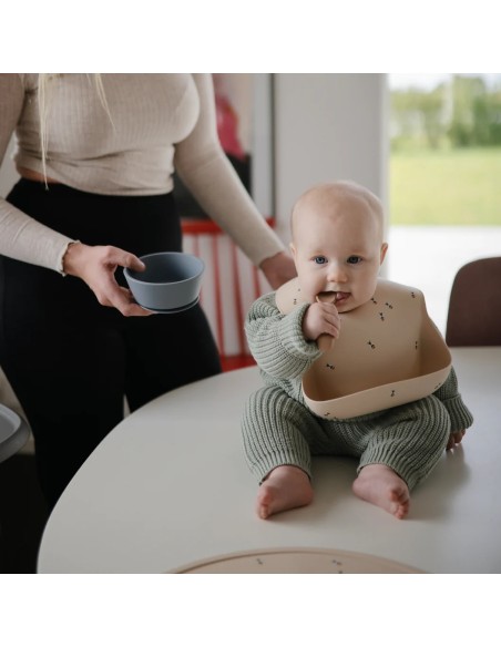 Mini Cuillères d'apprentissage Mushie (x2) en silicone souple Vert & Sable