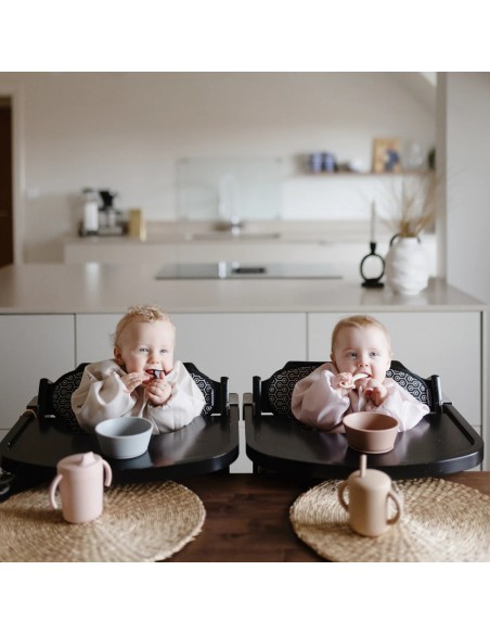 Mini Cuillères d'apprentissage Mushie (x2) en silicone souple Rose & Sable