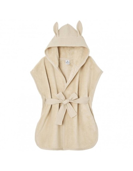 Poncho de bain Lapin en Bambou & Gaze coton Biscuit