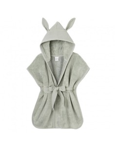 Poncho de bain Lapin en Bambou & Gaze coton Vert de Gris
