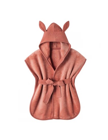 Poncho de bain Lapin en Bambou & Gaze coton Marsala Terracotta