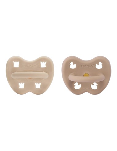 Lot de 2 Tétines physiologiques en caoutchouc naturel Tag Beige & Sand