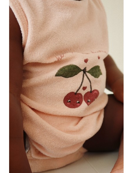 Barboteuse d'été Itty Cameo Rose en coton bio