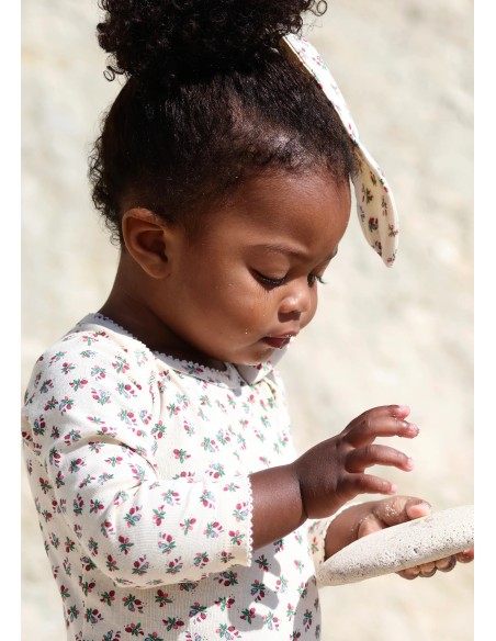 Body à manches Longues en coton biologique Fleur Tricolore
