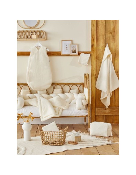 Cape de bain & Gant de toilette Coton Bambou Mousse de Lait