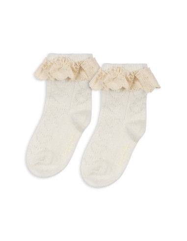 Chaussettes Pointelle Coton et Laine Crème 25-28