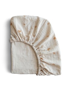 Drap housse Gaze de coton Mushie 60 x 120 cm Beige Arc en... 2
