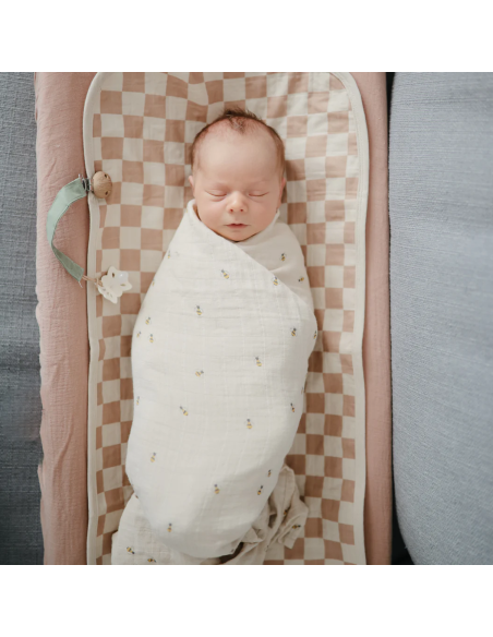 Grand Lange coton bio imprimé Bees Abeilles 120x120cm