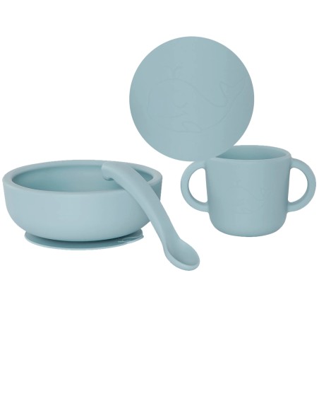 Set repas Silicone Bleu