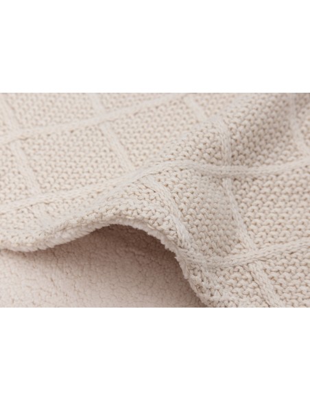 Couverture en maille tricotée et polaire Check Knit 75x100cm Oatmeal