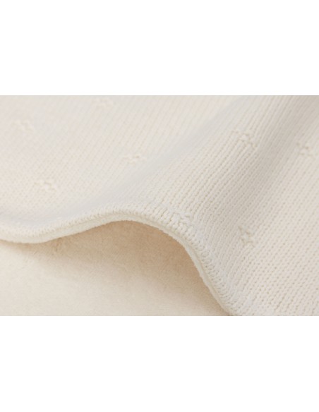 Couverture en maille tricotée et velours Cosy Knit 75x100cm Ivory