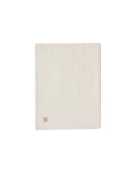 Couverture en maille tricotée et velours Cosy Knit 75x100cm Ivory