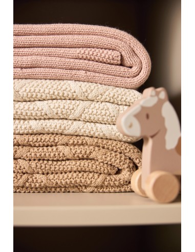 Couverture en maille tricotée et polaire Check...