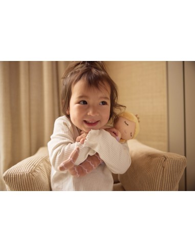 Fauteuil Pouf pour Enfant Velours Côte Beige