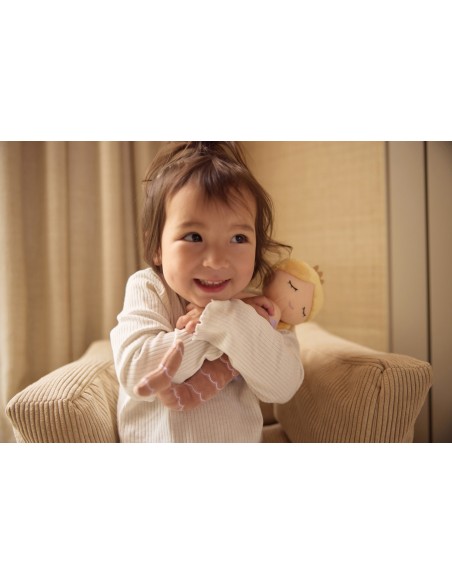 Fauteuil Pouf pour Enfant Velours Côte Beige