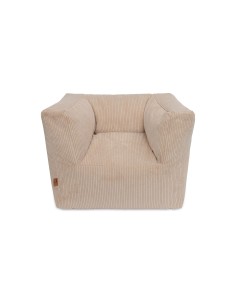 Fauteuil Pouf pour Enfant Velours Côte Beige 2