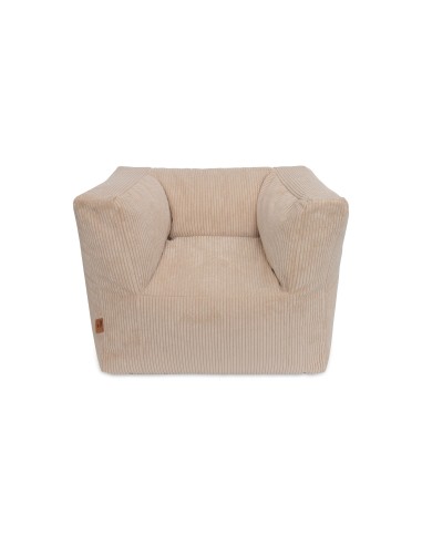 Fauteuil Pouf pour Enfant Velours Côte Beige