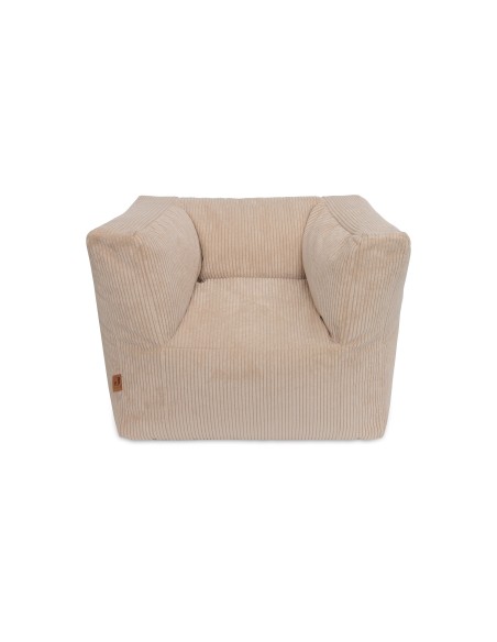 Fauteuil Pouf pour Enfant Velours Côte Beige