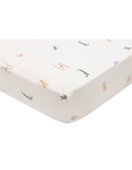 Drap housse en jersey de coton Jungle Jambo 60x120cm