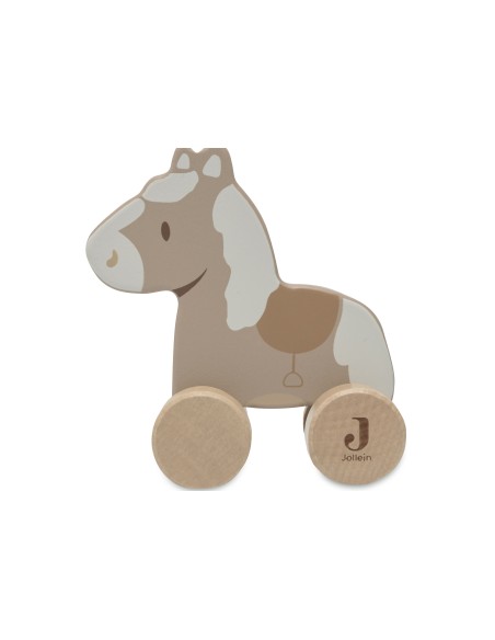 Cheval en bois jouet à pousser