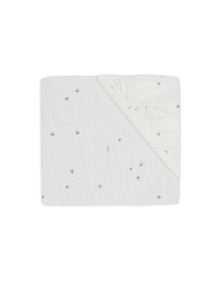 Drap housse en jersey de coton Twinkling Sea Green 40x80cm