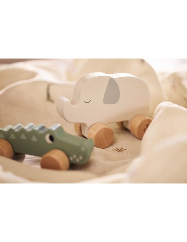 Crocodile en bois jouet à pousser