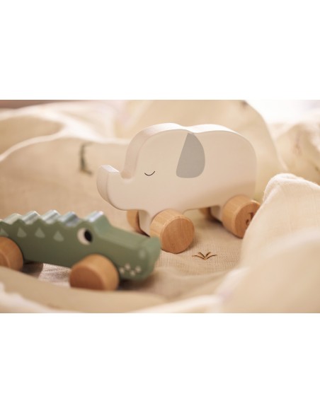 Crocodile en bois jouet à pousser