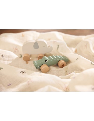 Crocodile en bois jouet à pousser