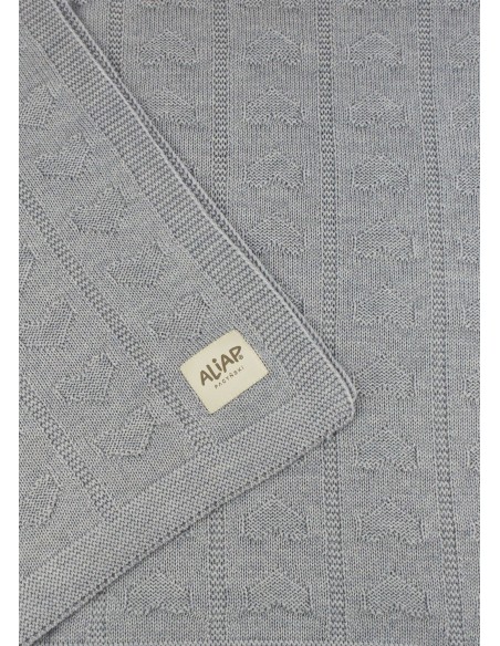 Couverture pour bébé en Laine de Mérinos 75 x 100 Gris Hearts