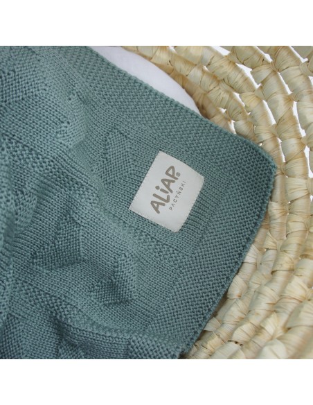 Couverture pour bébé en Laine de Mérinos 75 x 100 Vert Hearts