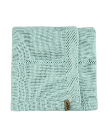 Couverture pour bébé en Laine de Mérinos 75 x 100 Vert d'Eau