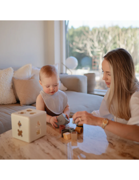 Lot de 2 Bavoirs en Gaze Coton Mushie Green/Fog