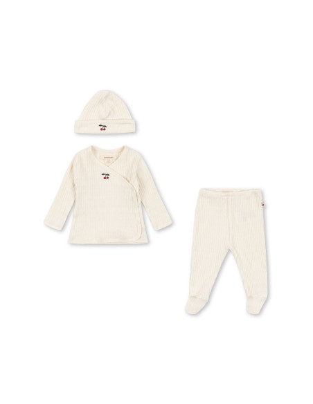 Coffret Cadeau Mia - Première Tenue Ensemble 2 pièces et Bonnet Coton biologique Cherry