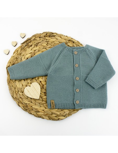 Gilet droit en Laine de Mérinos Vert