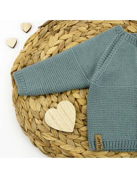 Gilet droit en Laine de Mérinos Vert