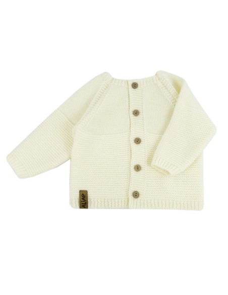 Gilet droit en Laine de Mérinos Crème