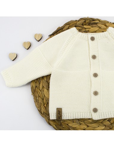 Gilet droit en Laine de Mérinos Crème