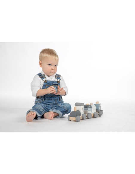 Train en Bois Empilable Bleu - Label Label
