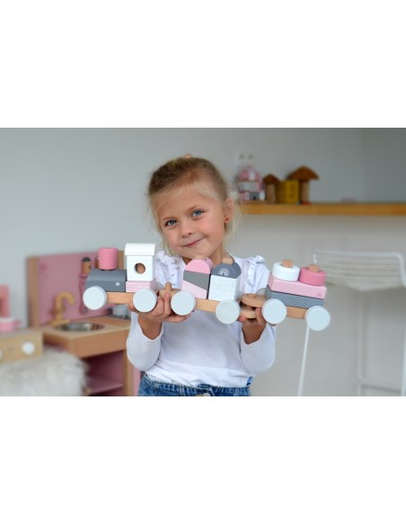 Train en Bois Empilable Rose - Label Label